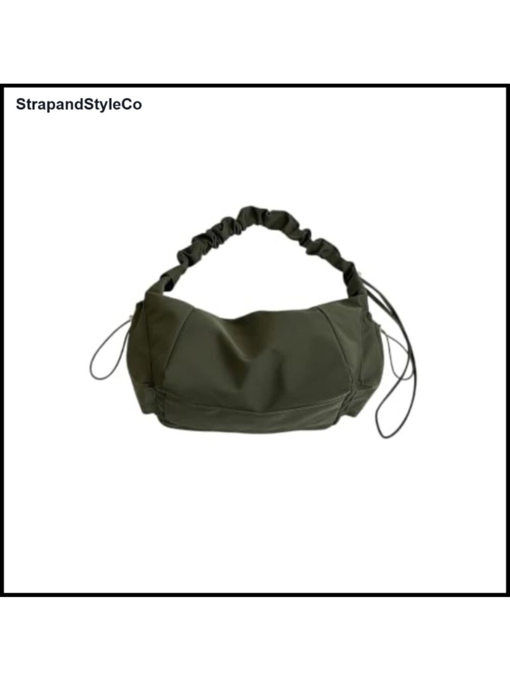 Nylon Shoulder Bag Ruched Drawstring Zipper Dumpling Bag